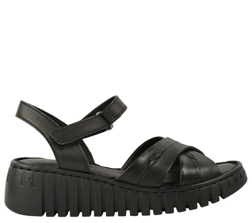 Sandale casual, dama, ANNA VIOTTI, D56-05, negru, piele naturala